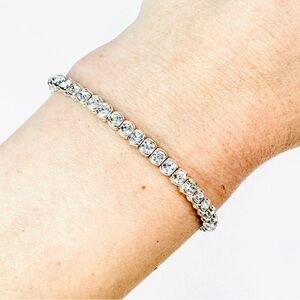 SOLD Vintage 40’s/50’s Monet Clear Rhinestone Tennis Silver Tone Bracelet